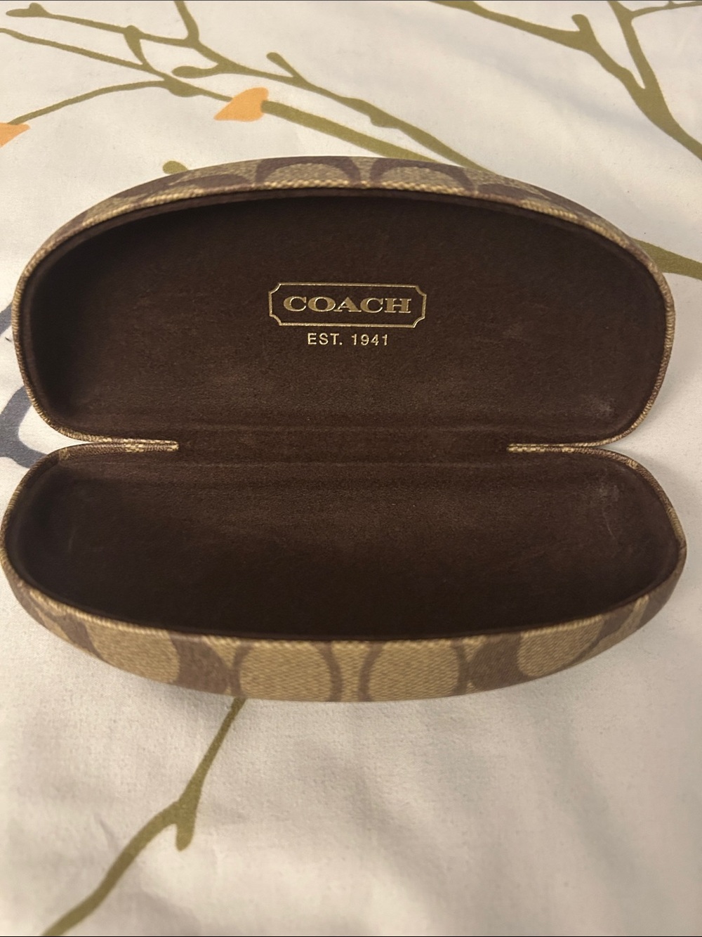 COACH Brown Signature Hard Shell Eyewear Case
